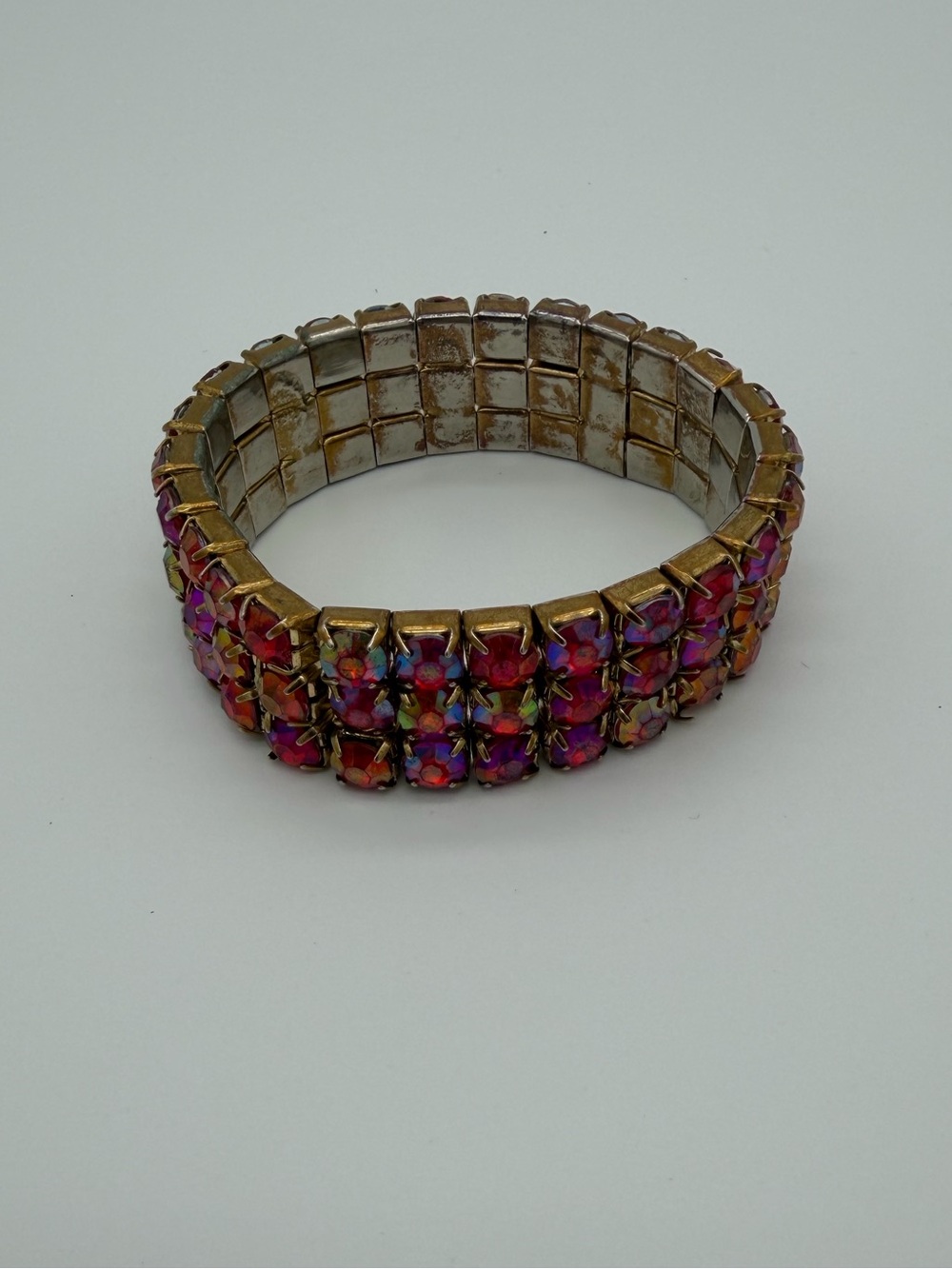Vintage Aurora Borealis Crystal Stretch Bracelet - Picture 3 of 3